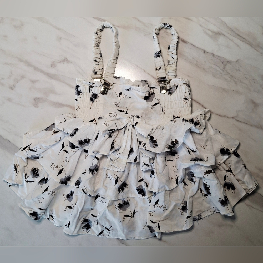 Vintage 80s 🎀Beautiful Floral Ruffle Skirt (6)